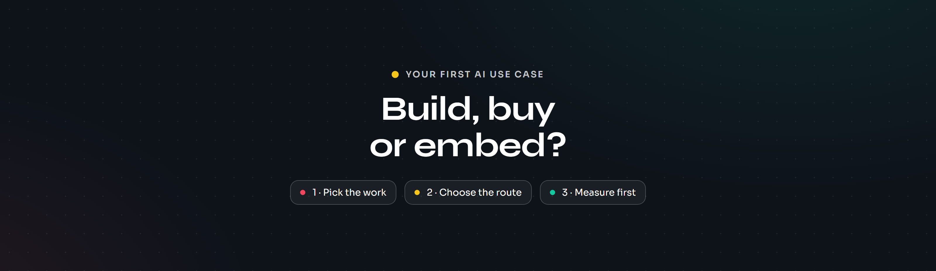 Build vs Buy vs Embed: How to Pick the First AI Use Case Inside a Real Company